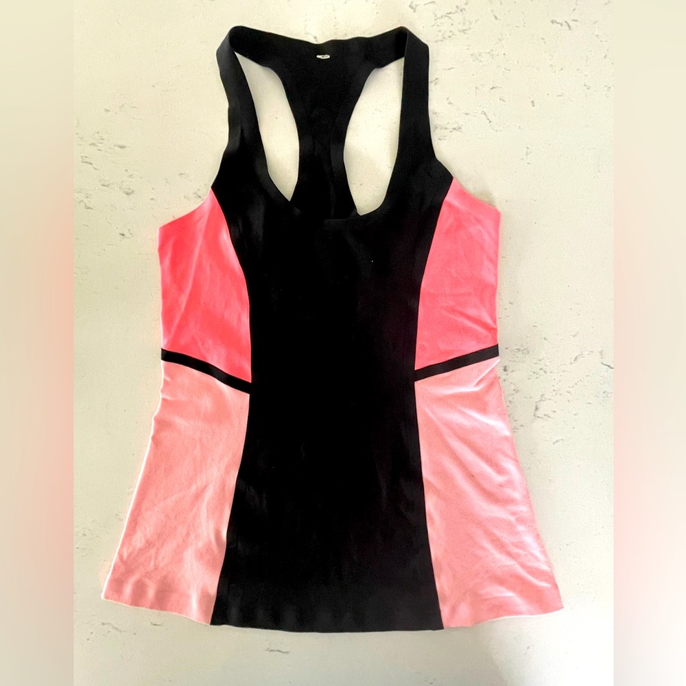 Lululemon Colorblock Peach Pink Cardio Kick Racerback Top Size S